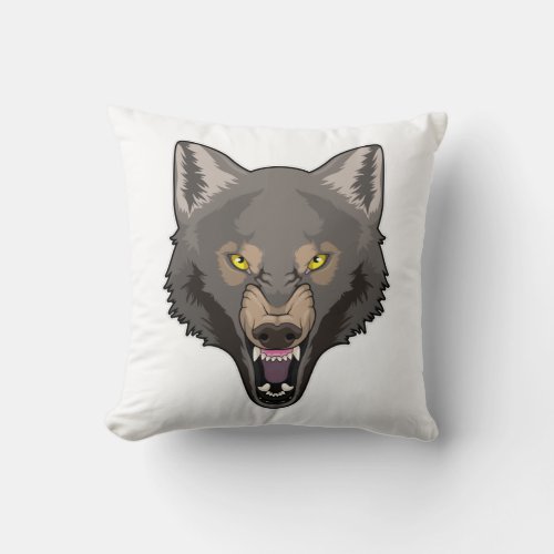 Angry Wolf Throw Pillow