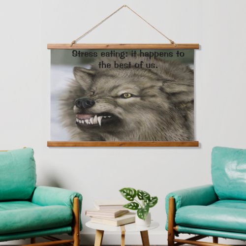 Angry wolf with his teeth showing hanging tapestry