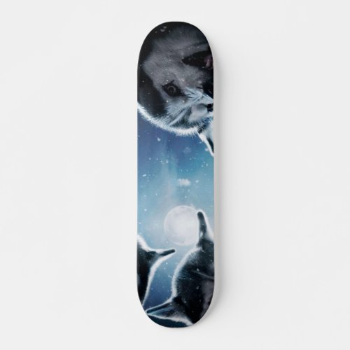 Angry wolves and the moon skateboard