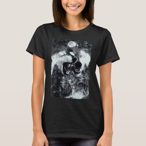 Angry Wolves Moon Winter Wolf T_Shirt