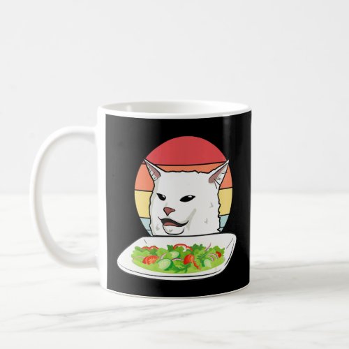 Angry Women Yelling At Confused Cat At Dinner Tabl Coffee Mug