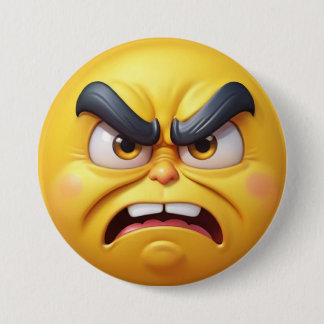 Angry Yellow 3D Effect Emoji Button