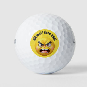 Angry Yellow 3D Emoji Personalize Golf Balls
