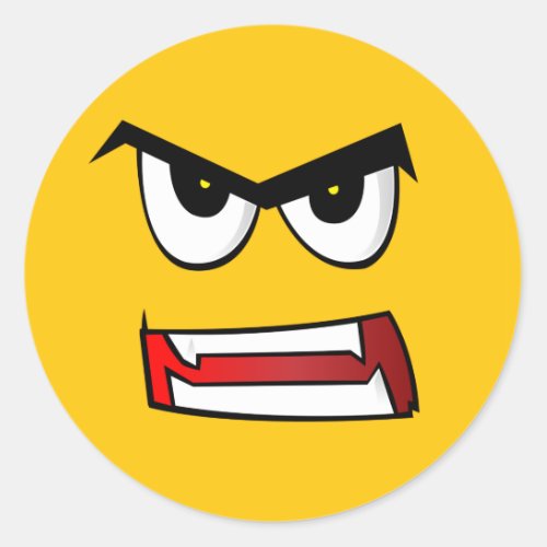 Angry Yellow Emoji Classic Round Sticker