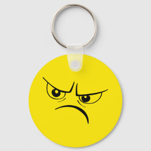 Angry Yellow Face Keychain