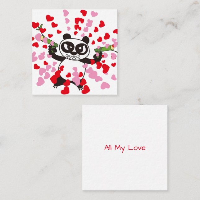 AngryFacePanda Happy Valentine's Day Note Card (Front/Back)