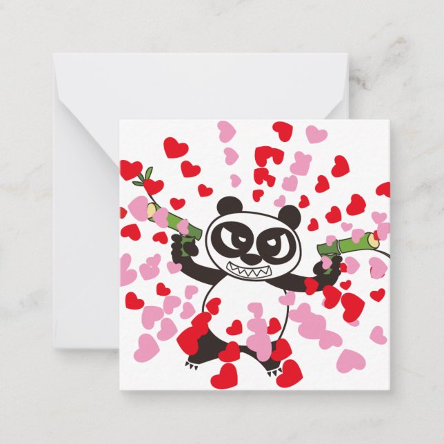 AngryFacePanda Happy Valentine's Day Note Card (Front)