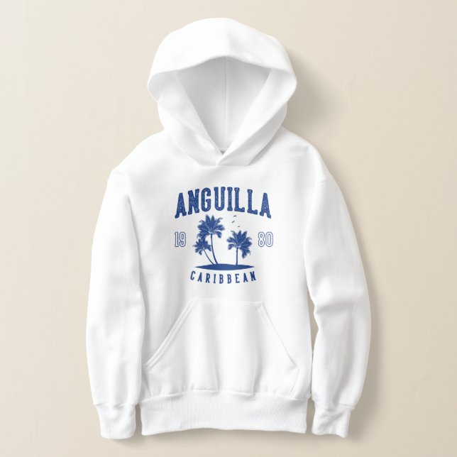 Anguilla Caribbean Palm Tree 1980 Kids Hoodie (Laydown)