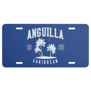 Anguilla Caribbean Palm Tree 1980 License Plate