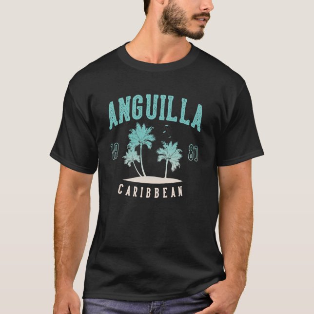 Anguilla Caribbean Palm Tree 1980 T-Shirt (Front)