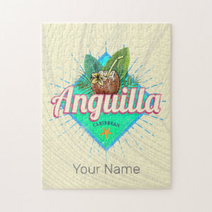 Anguilla Caribbean Retro Vacation Vintage Island Jigsaw Puzzle