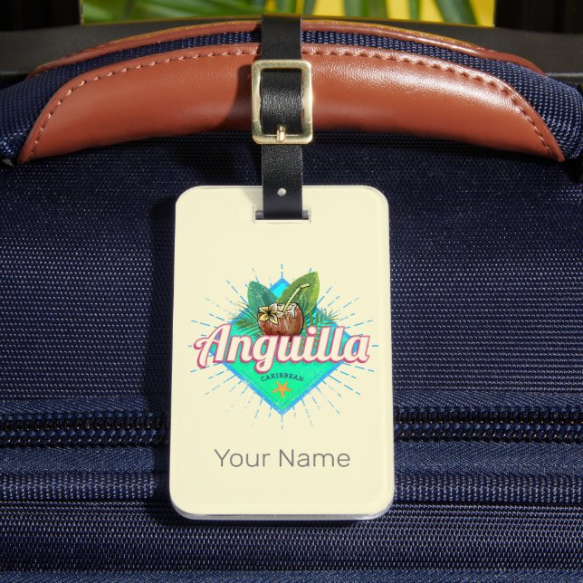 Anguilla Caribbean Retro Vacation Vintage Island Luggage Tag (Front Insitu 2)