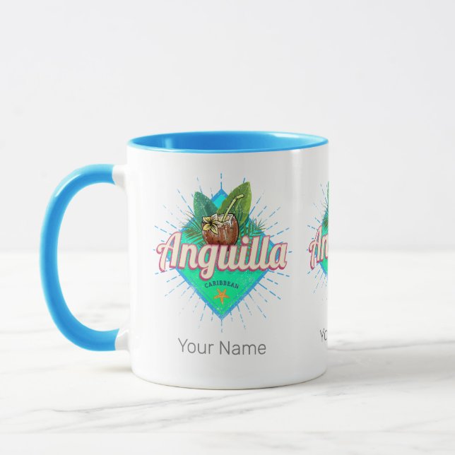 Anguilla Caribbean Retro Vacation Vintage Island Mug (Left)