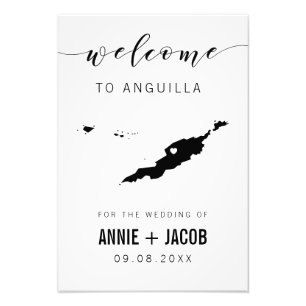 Anguilla Map Wedding Welcome Sign, Photo Print