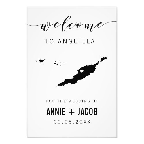 Anguilla Map Wedding Welcome Sign  Photo Print