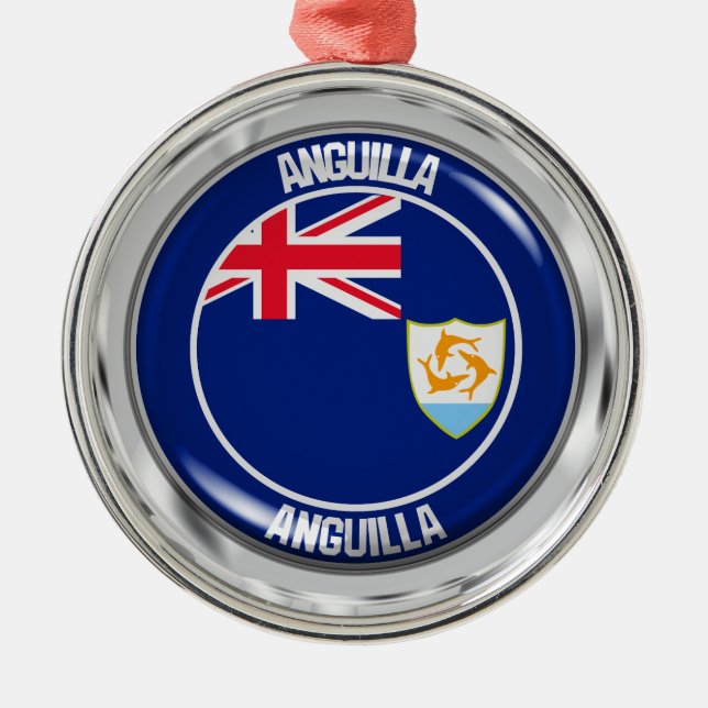Anguilla Round Emblem Metal Ornament (Front)