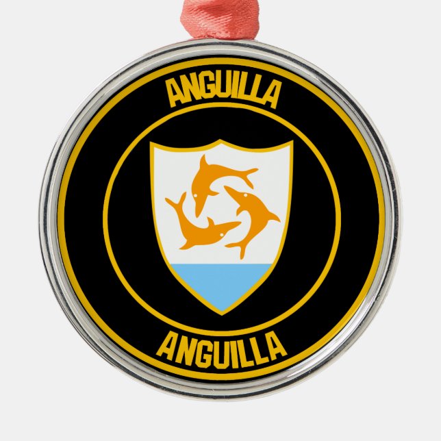 Anguilla Round Emblem Metal Ornament (Front)