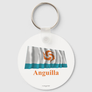 Anguilla Waving Local Flag with Name Keychain