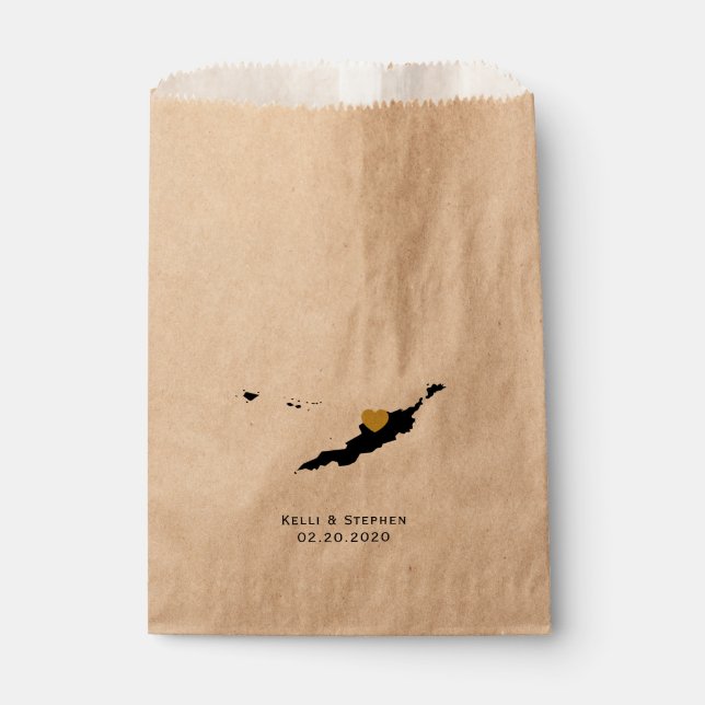 Anguilla Wedding Favor Treat Sacks, Map Gift Bags (Front)