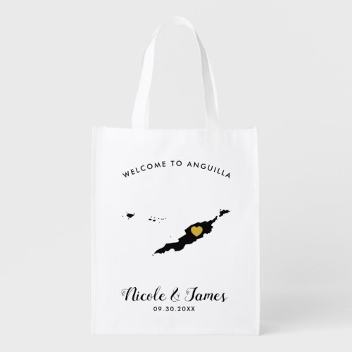 Anguilla Wedding Welcome Bag Black and Gold Grocery Bag