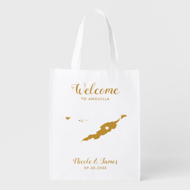 Anguilla Wedding Welcome Bag, Gold Tote Bag (Front)