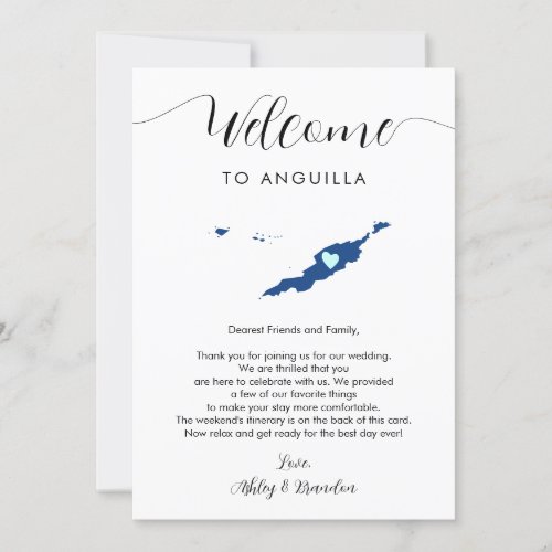 Anguilla Wedding Welcome Letter Itinerary Card