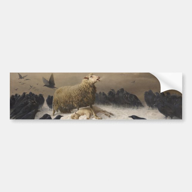 Anguish: Sheep with a Dead Lamb Bumper Sticker (Front)