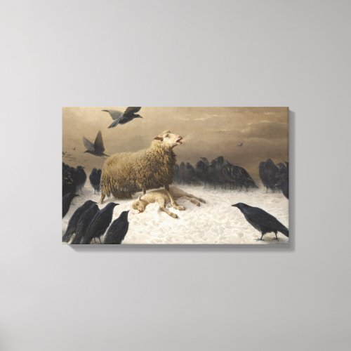 Anguish Sheep with a Dead Lamb Canvas Print