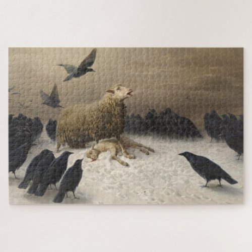 Anguish Sheep with a Dead Lamb Jigsaw Puzzle