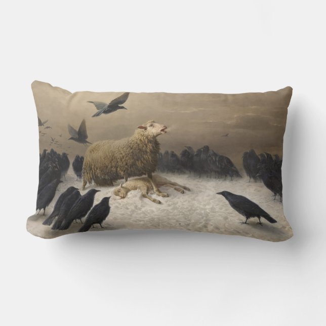 Anguish: Sheep with a Dead Lamb Lumbar Pillow (Front)
