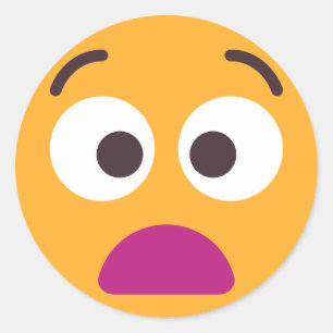 Anguished Face Sorrowful Editable Colors Emoji Classic Round Sticker