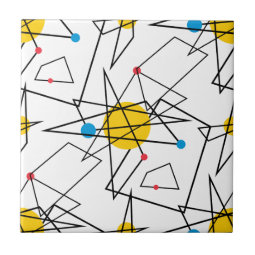 Angular Geometric Retro Pattern Ceramic Tile | Zazzle