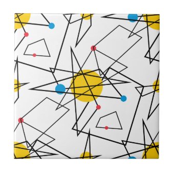 Angular Geometric Retro Pattern Ceramic Tile | Zazzle
