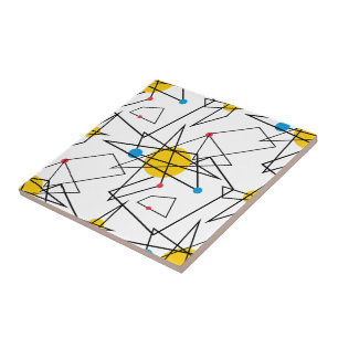 Angular Geometric Retro Pattern Ceramic Tile