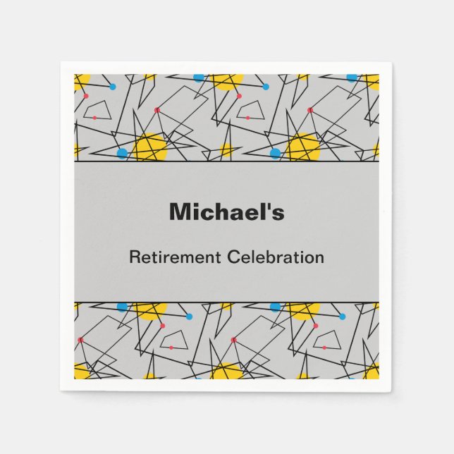 Angular Geometric Retro Pattern Custom Event Napkins (Front)