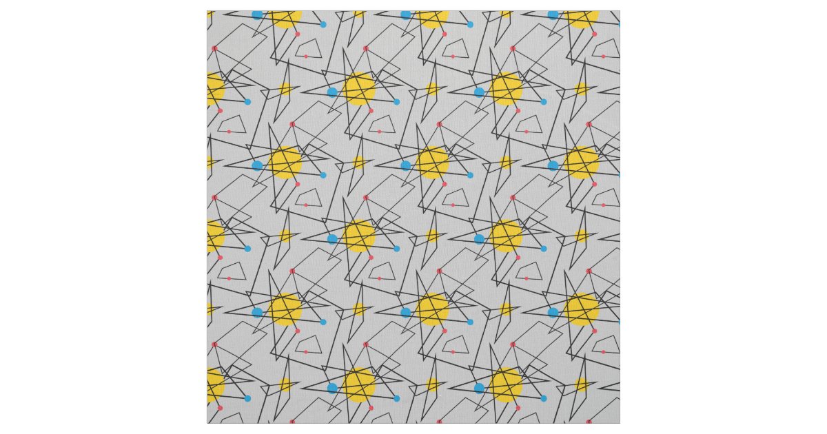 Angular Geometric Retro Pattern Fabric | Zazzle