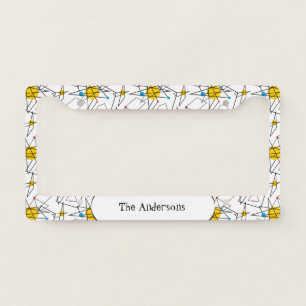 Angular Geometric Retro Pattern Personalized License Plate Frame