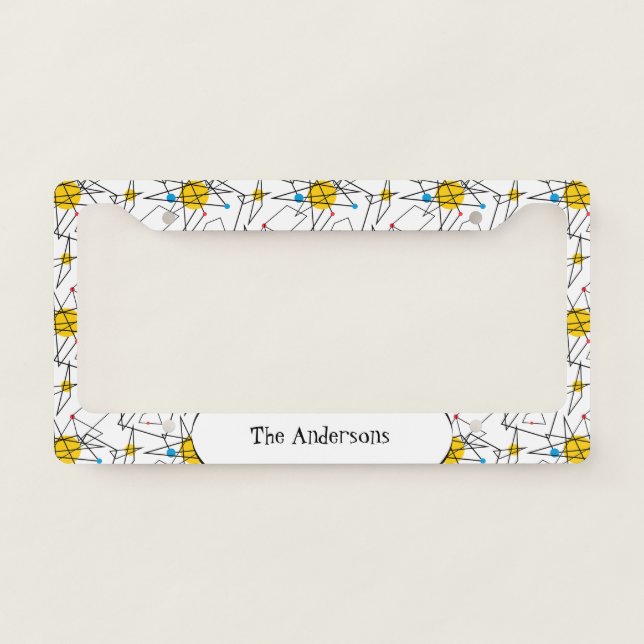 Angular Geometric Retro Pattern Personalized License Plate Frame (Front)