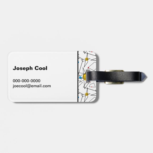 Angular Geometric Retro Pattern Personalized Luggage Tag (Back Horizontal)