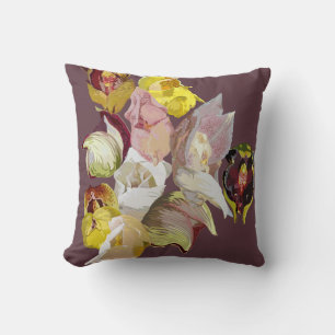 Anguloa orchids throw pillow