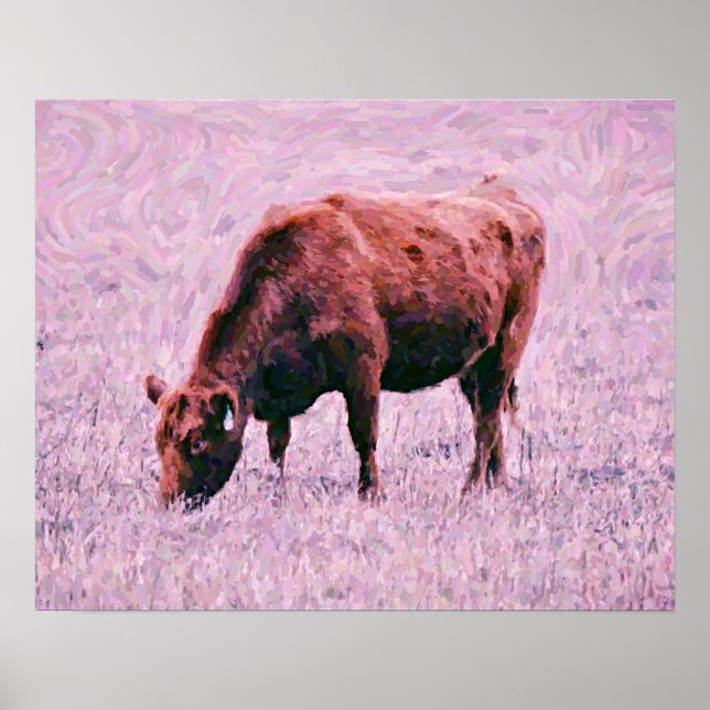 Angus Artsy Purple Cow Photographic Art Print (Front)