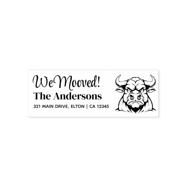 Angus Bull Personalize Cow Return Address  Self-inking Stamp (Design)