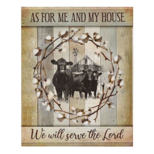  Angus Cow As For Me  My House  Motivational Faux Canvas Print