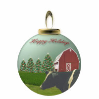 Angus Cow Christmas Farm Ornament