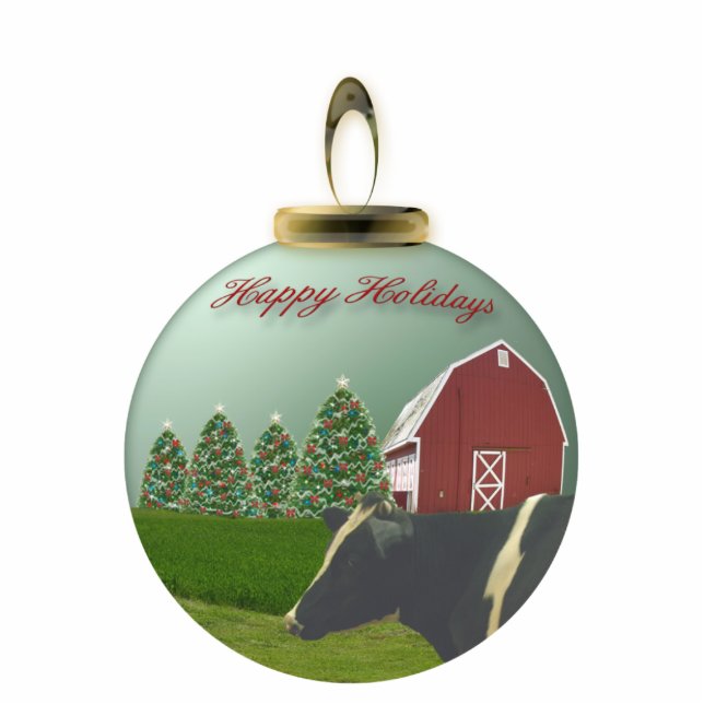 Angus Cow Christmas Farm Ornament (Front)