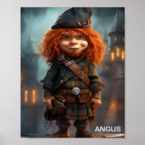 Angus The Wee Scottish Highlander Poster