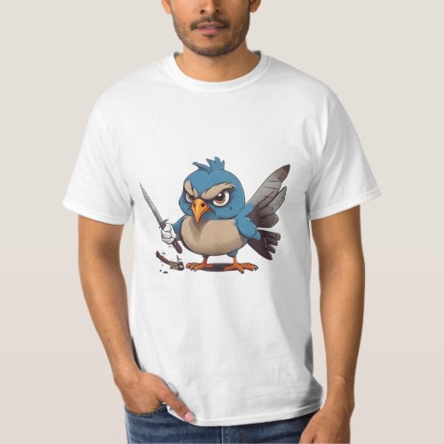 Angy Pigeon with a Knife T_Shirt
