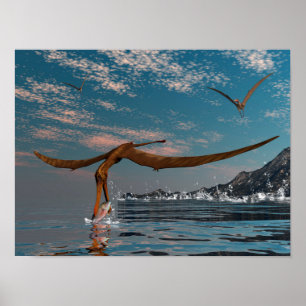 Anhanguera prehistoric bird fishing poster