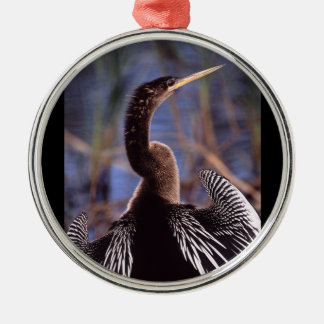 anhinga and wings metal ornament