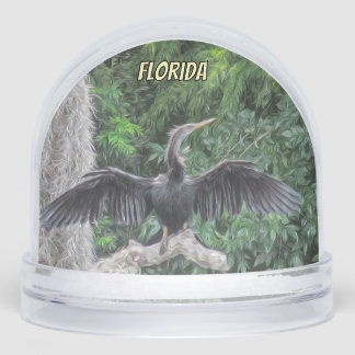 Anhinga in the Sun – Florida Wetlands Oil Painting Snow Globe